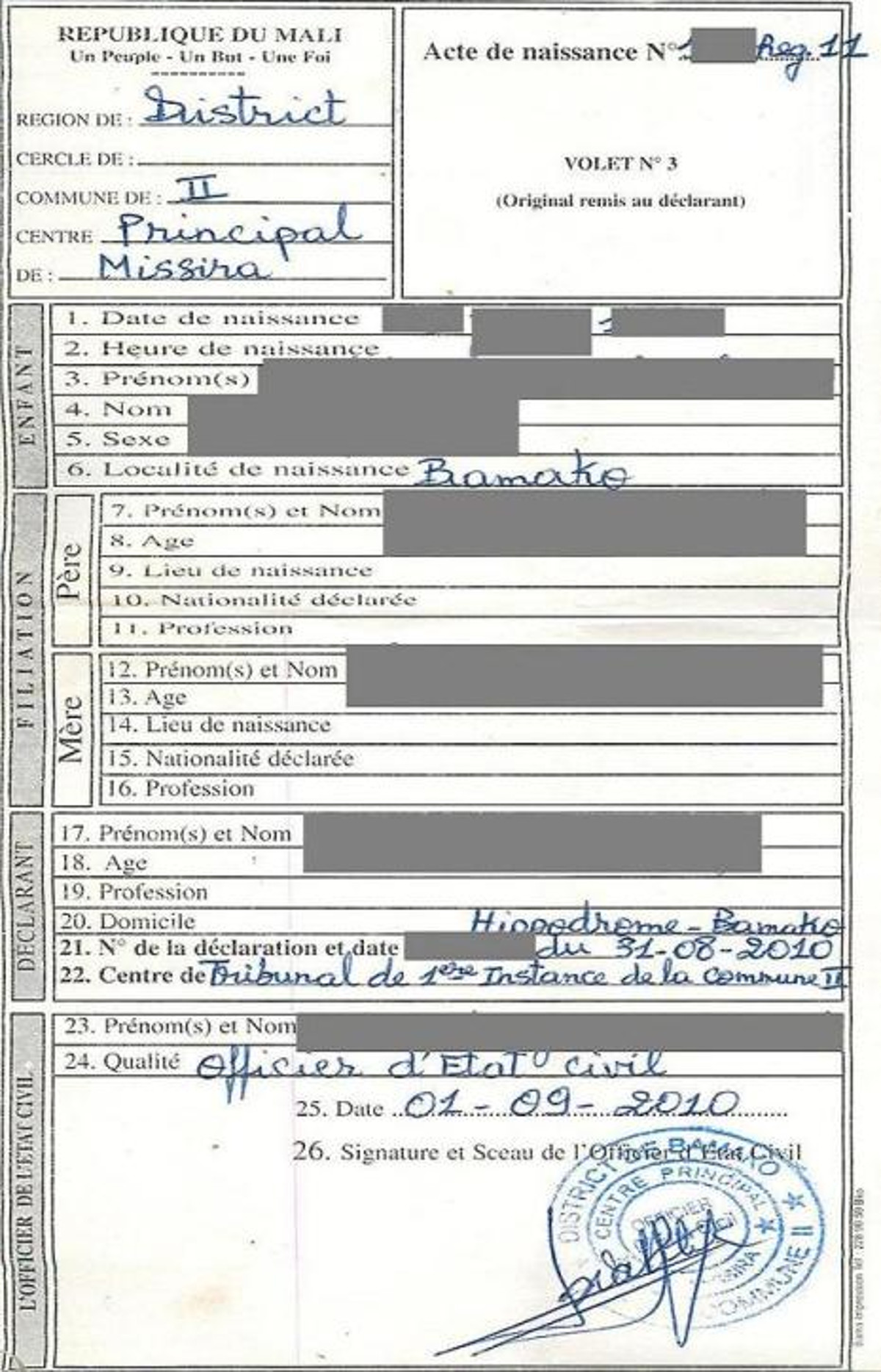 État civil au Mali : la transition se félicite des actions posées