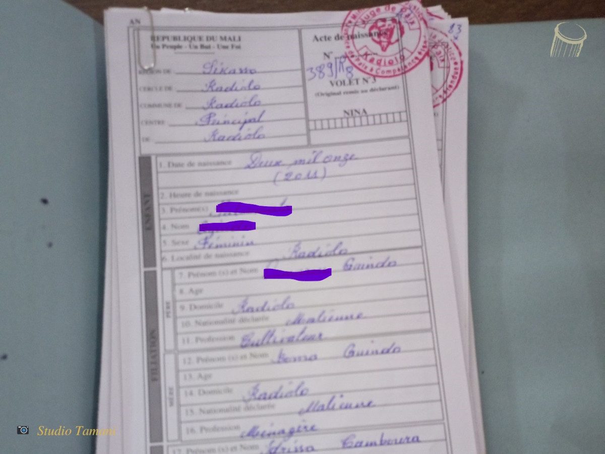 Des jugements supplétifs pour des enfants déplacés de Kadiolo