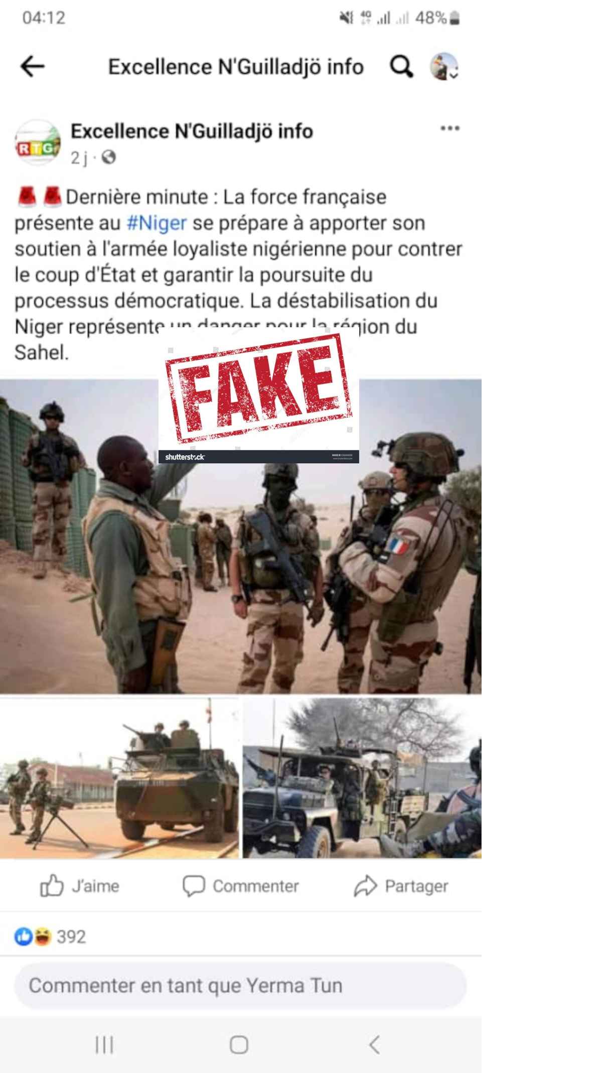 Faux, ces images ne montrent pas la préparation d’un contre coup au Niger